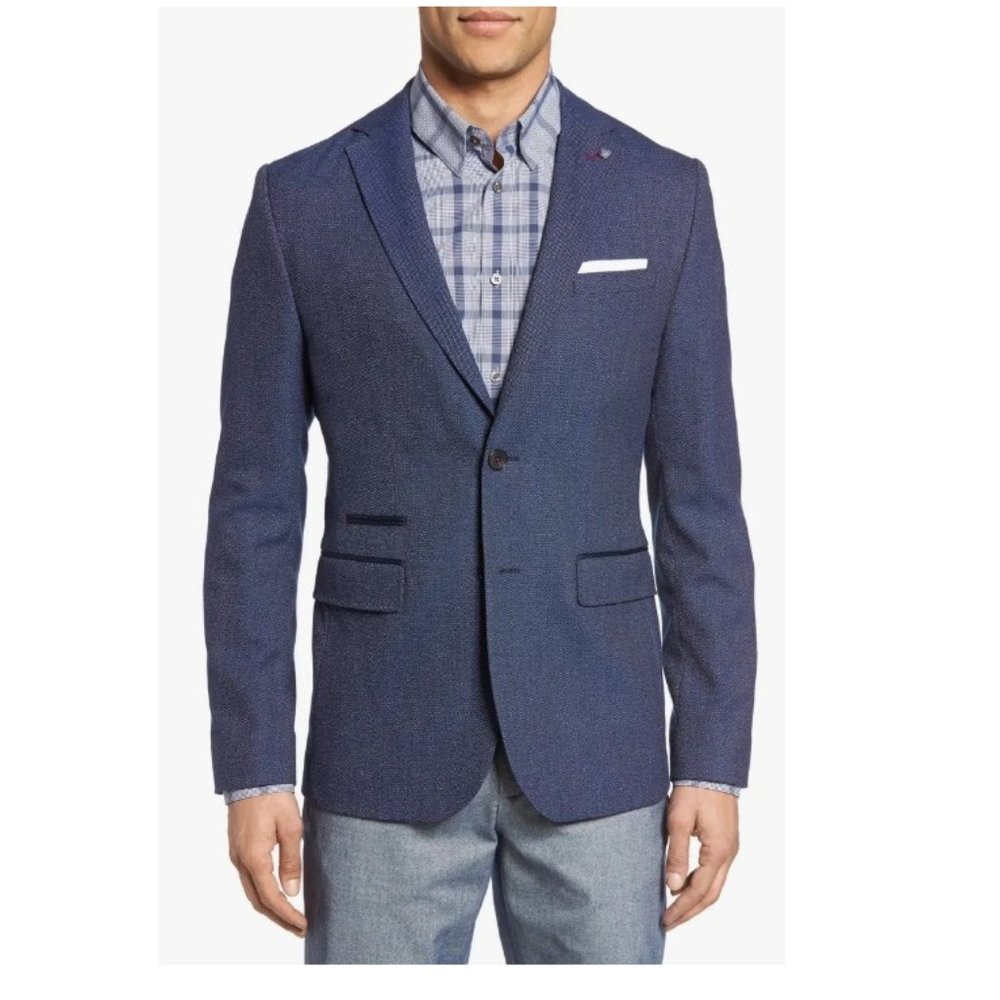 NWT Ted Baker Men's WINGIT Semi Plain Regular Fit Sport Coat XL Blue $475 O244
